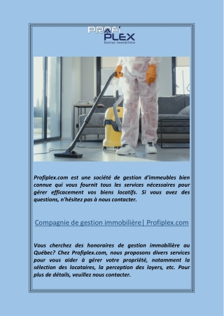 Gestion Immobilière à la rive sudProfiplex.com