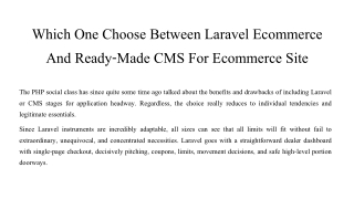 Which One Choose Between Laravel Ecommerce And Ready Made CMS For Ecommerce Site_