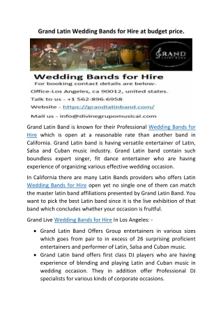 Wedding Bands for Hire