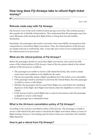Fiji Airways refund policy? And its process.