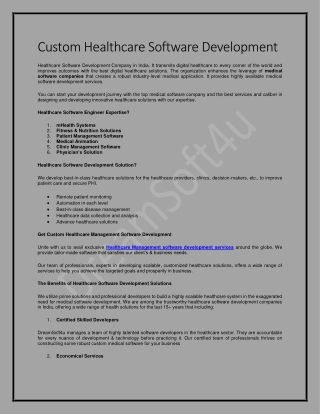 Custom Healthcare Software Development in India