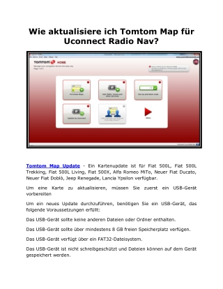 Wie aktualisiere ich Tomtom Map für Uconnect Radio Nav?