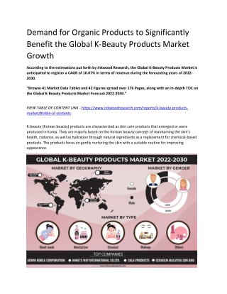 Demand for Organic Products to Significantly Benefit the Global K-Beauty Product