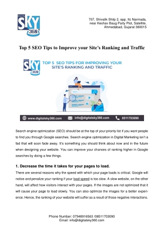 Top 5 SEO Tips to Improve your Site’s Ranking and Traffic