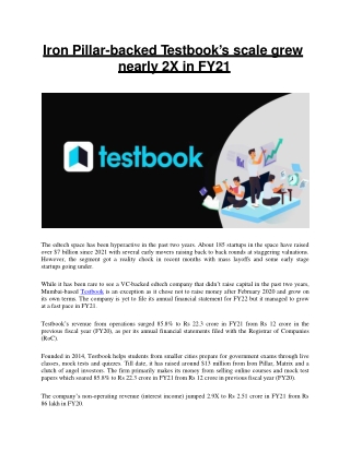 Testbook’s scale grew nearly 2X in FY21