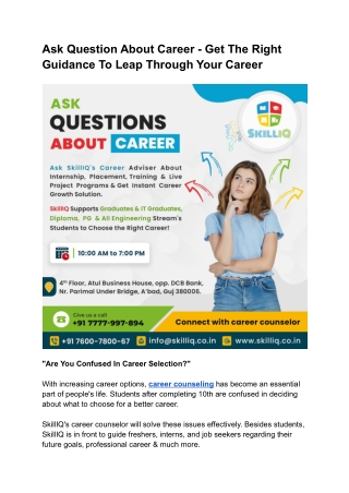 Ask Question About Career - Get The Right Guidance To Leap Through Your Career