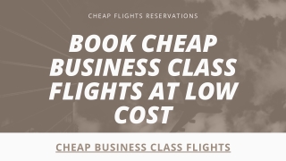 Book Cheap Business Class Flights at Low Cost