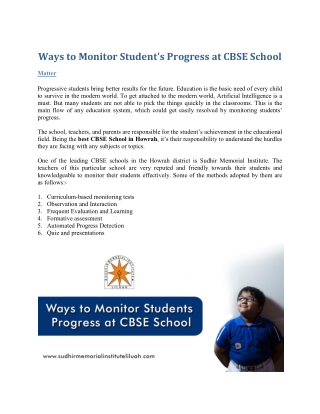 Ways to Monitor Student's Progress at CBSE School