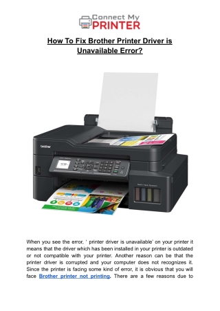 How To Fix Brother Printer Driver is Unavailable Error