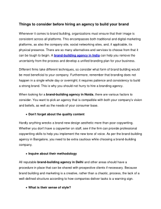 Things to consider before hiring an agency to build your brand