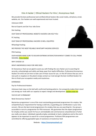 Hire A Hacker | Ethical Hackers For Hire | Anonymous Hack