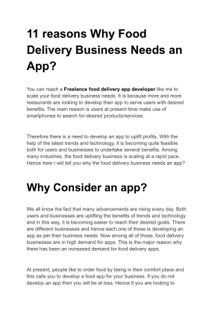 11 reasons Why Food Delivery Business Needs an App