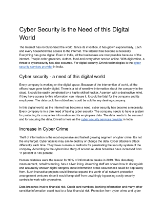cyber security services provider in India | Driveittech