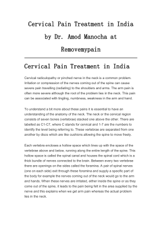 Cervical Pain Treatment in India by Dr. Amod Manocha
