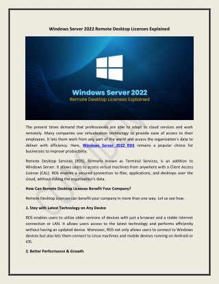 Windows Server 2022 Remote Desktop Licenses Explained