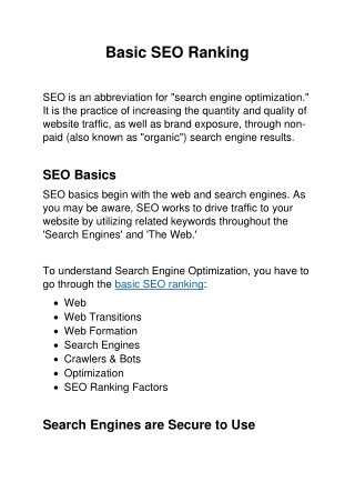 Basic SEO Ranking