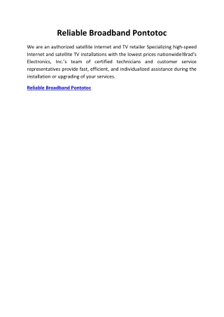 Reliable Broadband Pontotoc