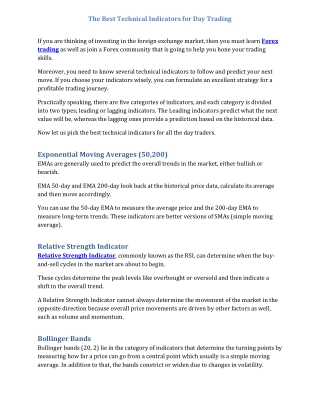 The Best Technical Indicators for Day Trading