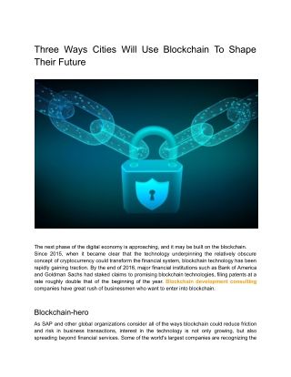 Three Ways Cities Will Use Blockchain To Shape Their Future