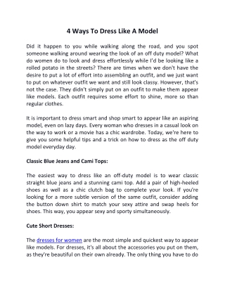 4 Ways To Dress Like A Model