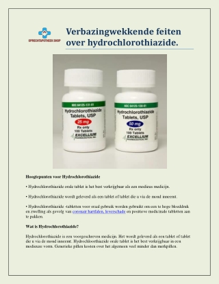 Verbazingwekkende feiten over hydrochlorothiazide