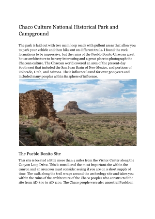 Chaco Culture National Historical Park and Campground