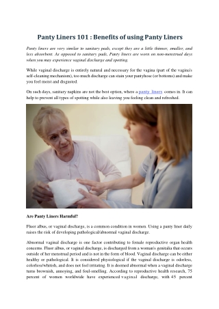 Panty Liners 101 Benefits of using Panty Liners