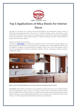 Top 3 Applications of Mica Sheets for Interior Decor