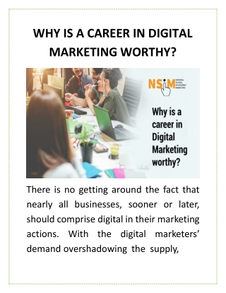 why is a career in digital marketing worthy