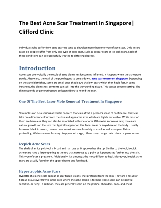 The Best Acne Scar Treatment In Singapore Clifford Clinic