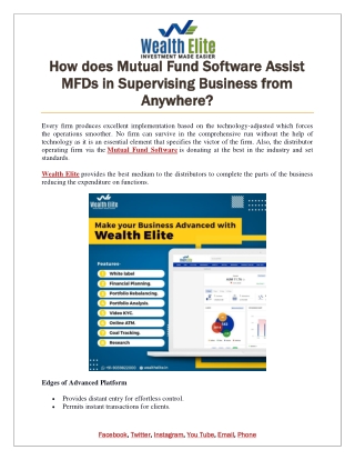 How does Mutual Fund Software Assist MFDs in Supervising Business from Anywhere