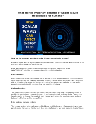 What are the important benefits of Scalar Waves frequencies for humans