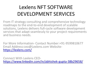 Lexlens NFT SOFTWARE DEVELOPMENT SERVICES