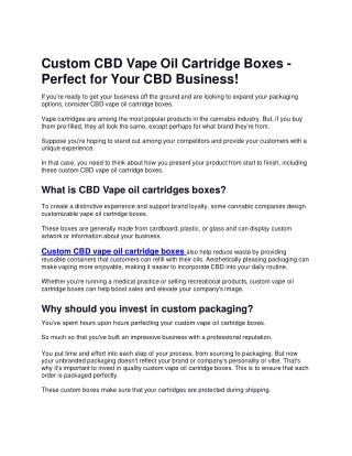 Custom CBD Vape Oil Cartridge Boxes - Perfect for Your CBD Business!