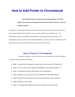 How to Add Printer to Chromebook | Installationsolutions
