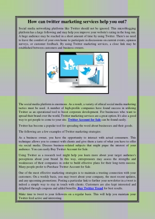 How can twitter marketing services help you out