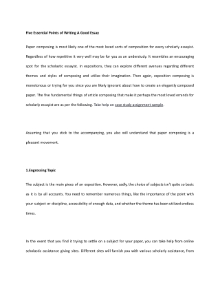 Five Essential Points of Writing A Good Essay