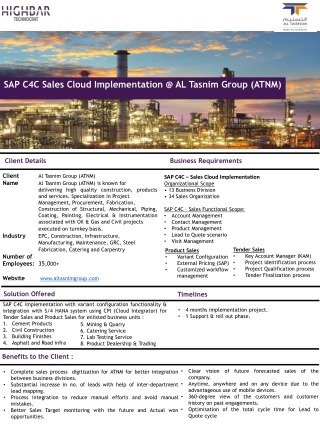 Success Story: SAP C4C Implementation at Al-Tasnaim by Highbar Technocrat