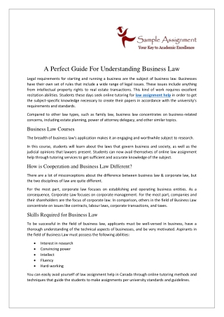 A Perfect Guide For Understanding Business Law