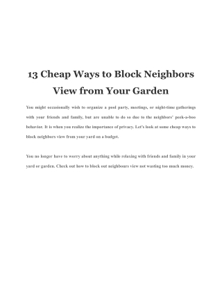 13 Cheap Ways to Block Neighbors View from Your Garden