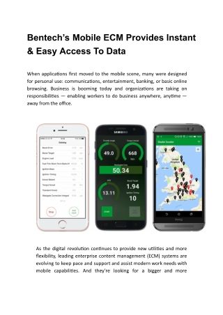 Bentech’s Mobile ECM Provides Instant and Easy Access To Data