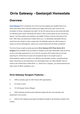 Orris Gateway - Geetanjali Homestate