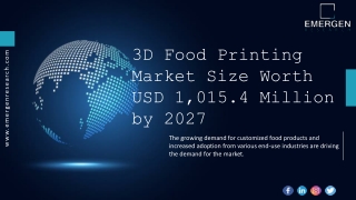3D Food Printing Market trends, Growth, Forecast 2027