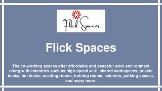 Coworking Space in Bangalore - Flick Spaces