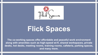 Coworking Space in Bangalore - Flick Spaces