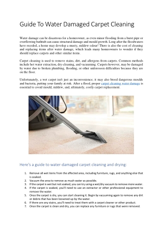 Guide To Water Damaged Carpet Cleaning - EFRC