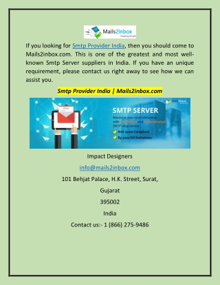 Smtp Provider India | Mails2inbox.com