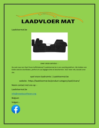 opel vivaro laadruimte  Laadvloermat.be