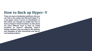 How to Back up Hyper-V