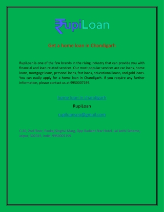 Get a home loan in Chandigarh